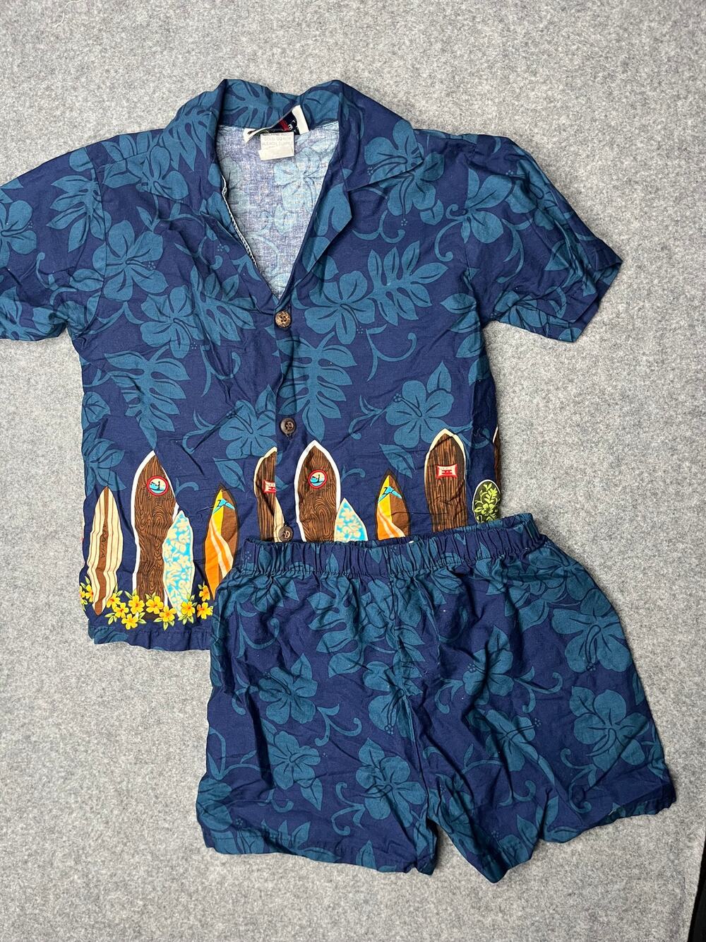 Aloha Republic Hawaiian Surfboard Shirt Shorts Set Blue 3T
